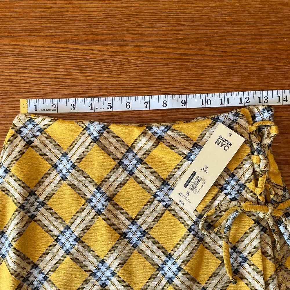 Madden NYC Side Lace Yellow Plaid Mini Skirt Preppy Y2K Academia‎ School Girl - Picture 10 of 16
